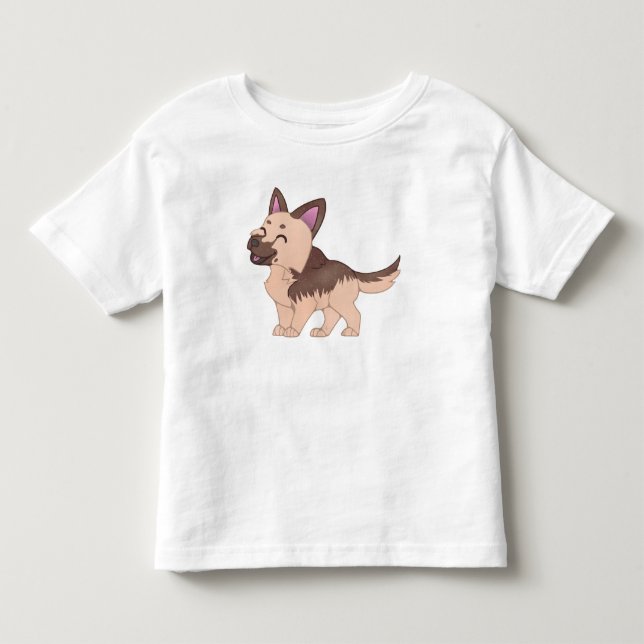 Camiseta Cão German shepherd Kawaii (Frente)