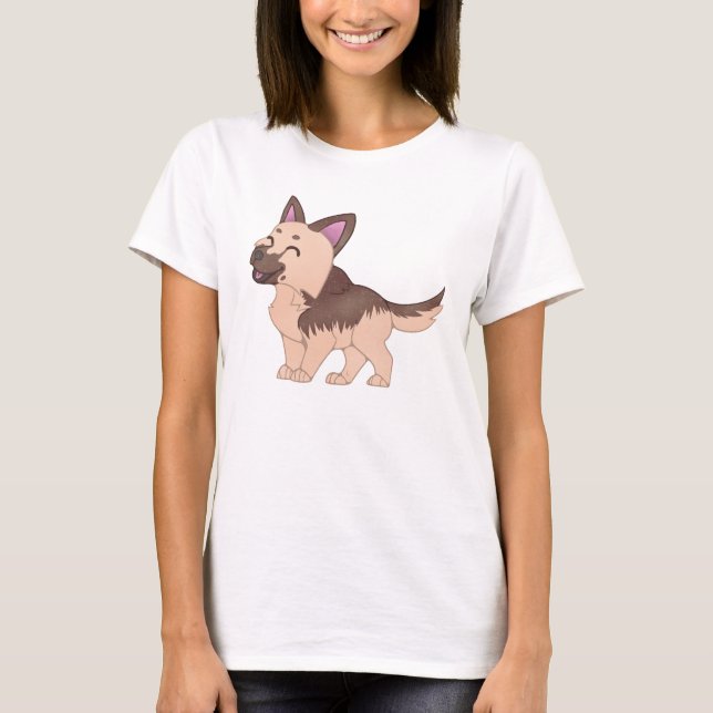 Camiseta Cão German shepherd Kawaii (Frente)