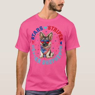 Camiseta Cão German shepherd Patriótico Para O Dia 4 De Jul