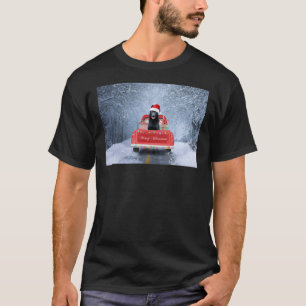 Camiseta Cão german shepherd Sentado Na Neve T De Natal