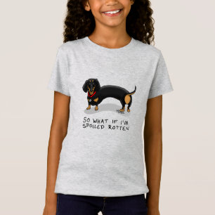 Camiseta Cão giro roxo mimado Dachshund (preto e bronzeado