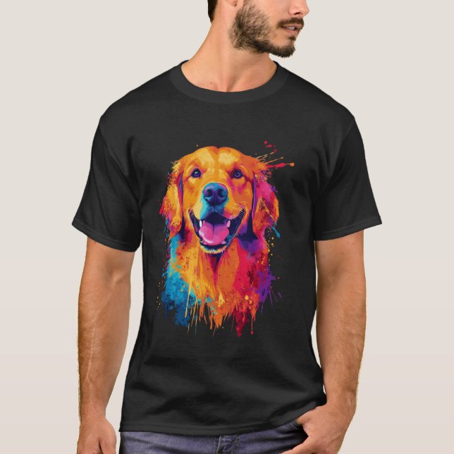 Camiseta Cão Golden Retriever Pop Art (Frente)