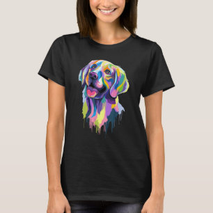Camiseta Cão Golden Retriever Rosto Aquarela Colorido Pop 