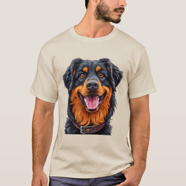 Camiseta Cão grande e expressivo com casaco brilhante e bri (Frente)