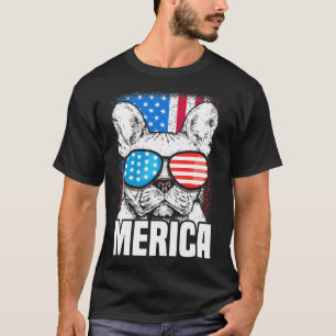 Camiseta Cão-Grande Francês Merica Cão Americano Patriótico