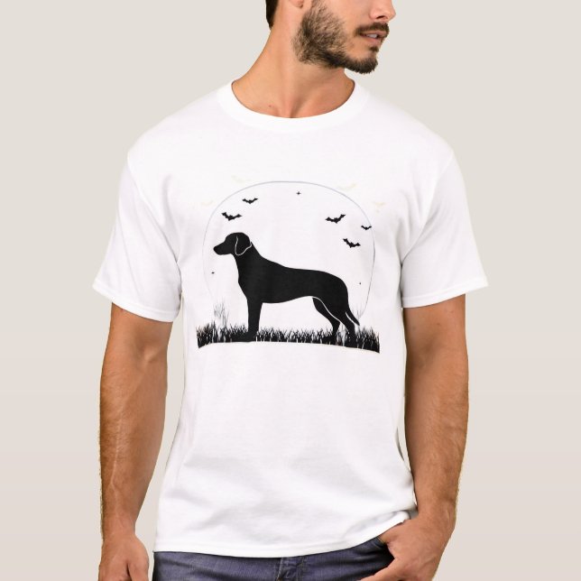 Camiseta Cão Harrier � Silhueta da Lua de Halloween T cláss (Frente)