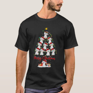 Camiseta Cão Havanese Iluminação de Natal Papai Noel Havane