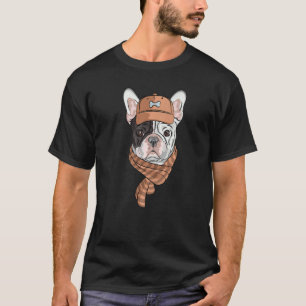Camiseta Cão hipster Vestindo Scarf Goofy Geek Cão 1