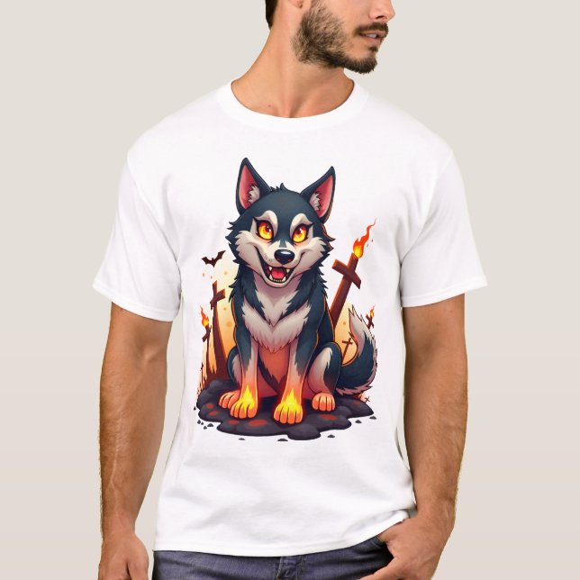 Camiseta Cão Husky Hellhound (Frente)