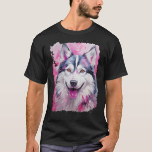 Camiseta Cão Husky Rosa