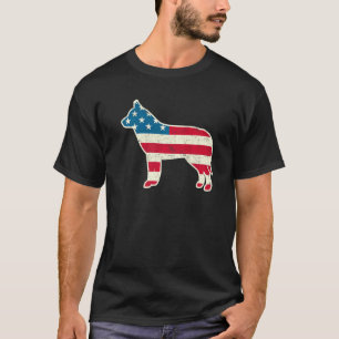 Camiseta Cão Husky Siberiano da Bandeira Americana de 4 de