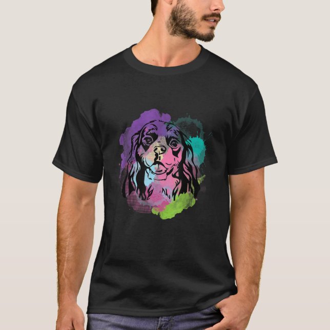 Camiseta Cão I Splash Art Cavalier King Charles Spaniel (Frente)