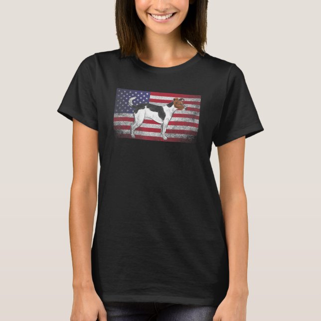 Camiseta Cão Jack Russell Terrier 4 De Julho Bandeira Ameri (Frente)