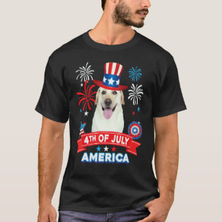 Camiseta Cão Labrador Retriever do Dia Patriótico de 4 de J