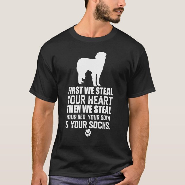 Camiseta Cão Leonberger Rouba Seu Coração Roubar Sua Cama (Frente)