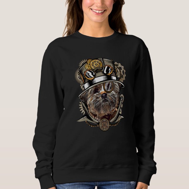 Camiseta Cão Lhasa Apso Medieval Vitoriano Gótico Steampunk (Frente)