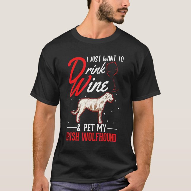 Camiseta Cão Lobo Irlandês E Vinho (Frente)
