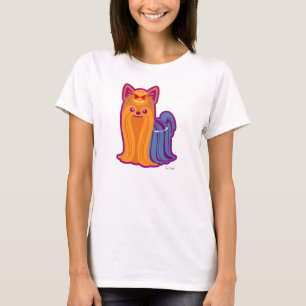 Camiseta Cão longo dos desenhos animados de Yorkie do
