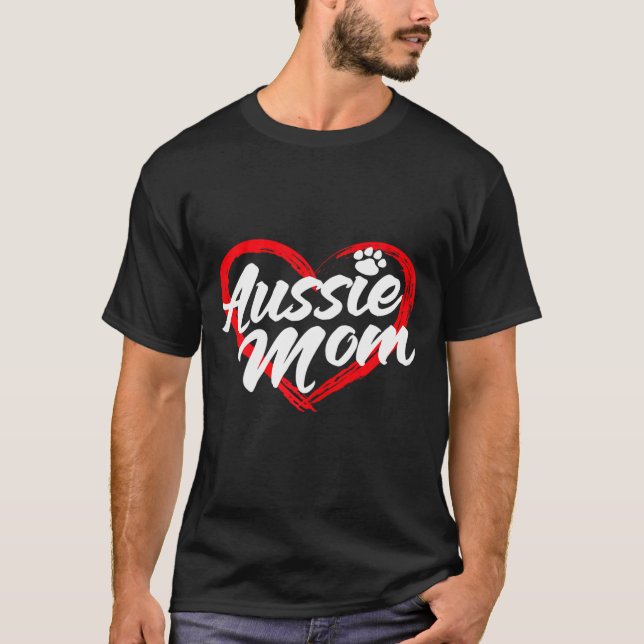Camiseta cão Mãe Aussie Shepard Mãe Canine (Frente)