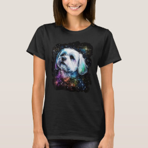 Camiseta Cão Maltês do Espaço Exterior no Astronauta Galáxi