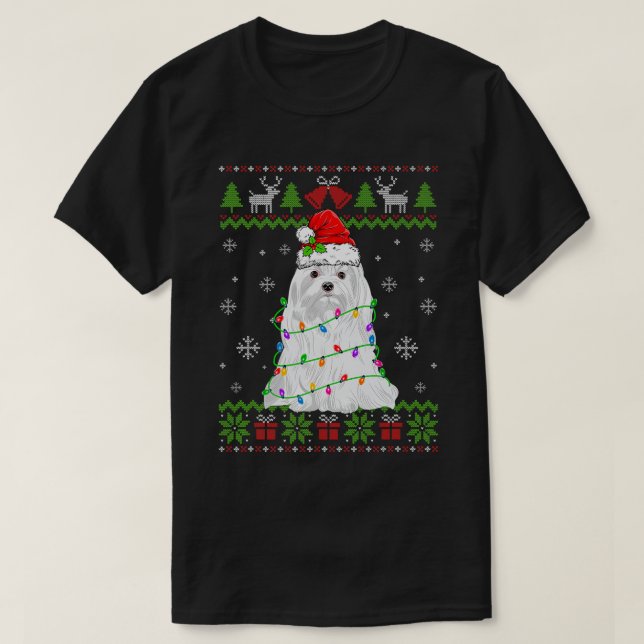 Camiseta Cão Maltês Natal Feio Cachorro Feio (Frente do Design)