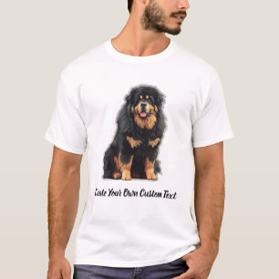 Camiseta Cão Mastim Tibetano Crie Seu Próprio Texto Persona