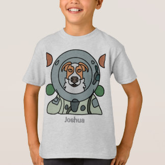 Camiseta Cão minimalista astronauta no espaço | Engraçado e