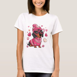 Camiseta Cão-namorados-Dachshund, Cão-Ensalsicha