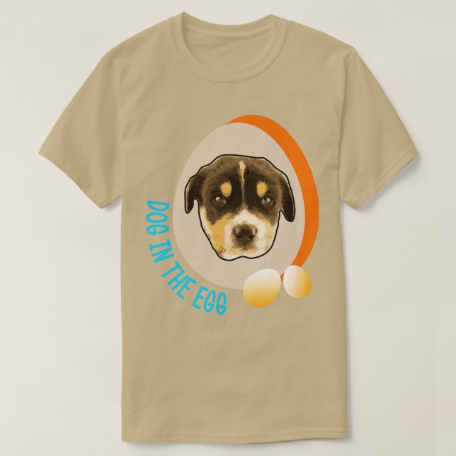 Camiseta cão no ovo 126 (Frente do Design)