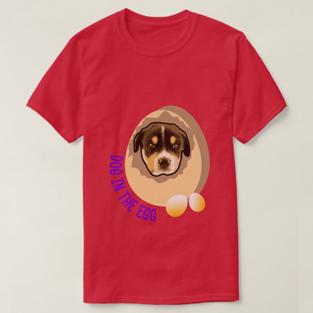 Camiseta cão no ovo 168 (Frente do Design)