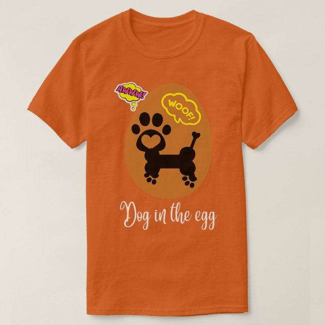 Camiseta cão no ovo 190 (Frente do Design)