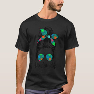 Camiseta Cão Nonnie Life Messaging Bun Hair Dia de as mães
