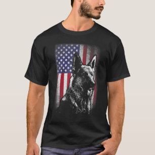 Camiseta Cão Pastor Alemão 4 De Julho Bandeira Americana EU