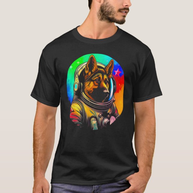 Camiseta Cão Pastor Alemão Astronauta (Frente)