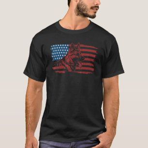 Camiseta Cão Pastor Alemão Bandeira Americana Patriótico K-