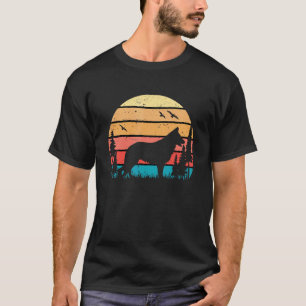 Camiseta Cão Pastor Alemão Cachorrinho Fofo Pôr do Sol Retr