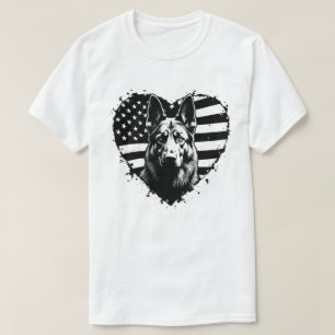 Camiseta Cão Pastor Alemão EUA Bandeira Americana 4 de Julh