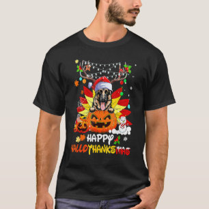 Camiseta Cão Pastor Alemão Halloween Natal Alegre Salão