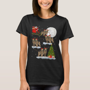 Camiseta Cão Pastor Alemão Papai Noel Trenó Voador Natal Di