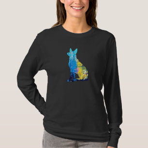 Camiseta Cão Pastor Alemão Pintura Abstrata Arte Colorida