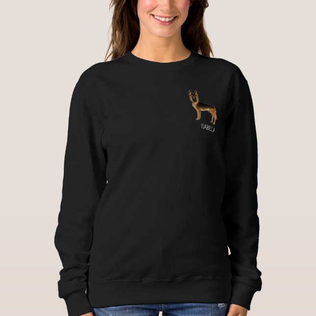 Camiseta Cão Pastor Alemão Preto e Castanho com Texto Perso (Frente)