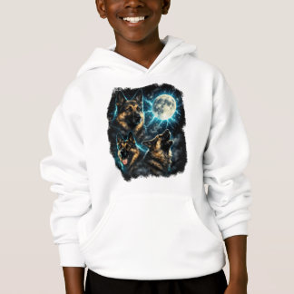 Camiseta Cão pastor alemão uivando para a lua