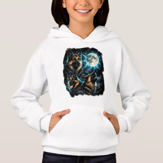 Camiseta Cão pastor alemão uivando para a lua (Frente)