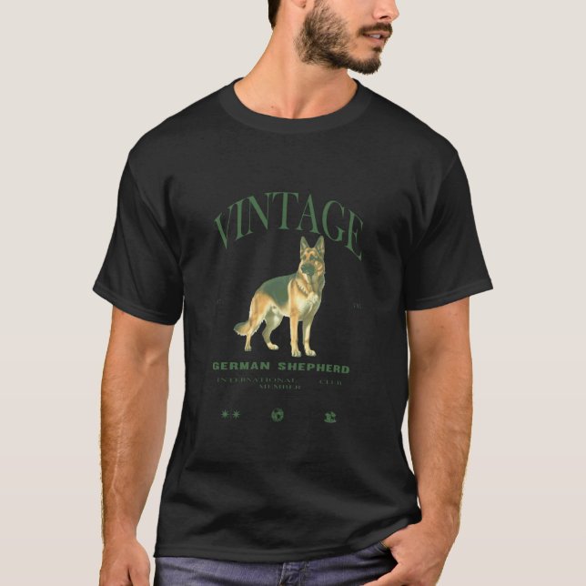 Camiseta Cão Pastor Alemão Vintage (Frente)