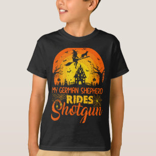 Camiseta Cão Pastor Alemão Vintage Sunset Ride Shotgun