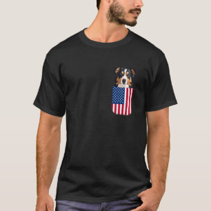 Camiseta Cão Pastor Australiano Bandeira Americana Patriota
