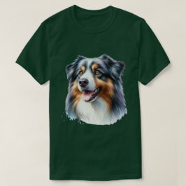 Camiseta Cão Pastor Australiano Tri-Colorido