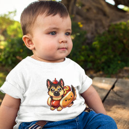 Camiseta Cão Pastor com Fantasia de Cachorro Quente, Engraç