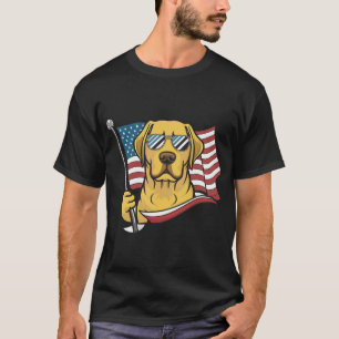 Camiseta Cão Patriótico Americano Labrador Amarelo