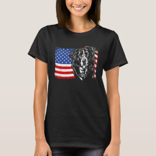 Camiseta Cão Patriótico da Bandeira Americana Border Collie